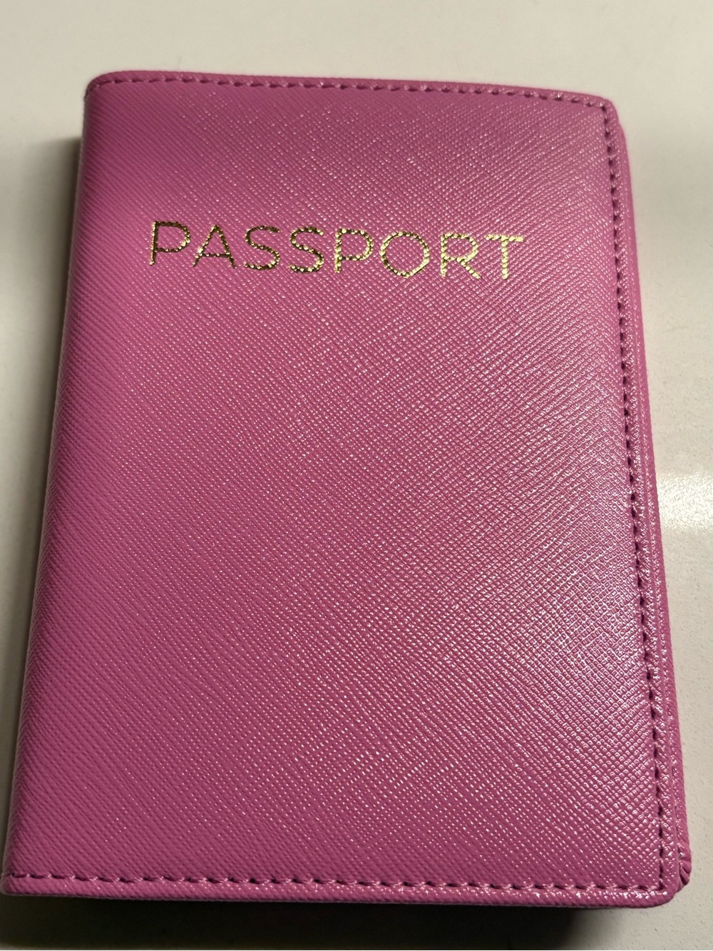 Pink Passport Holder with Gold Foil Text